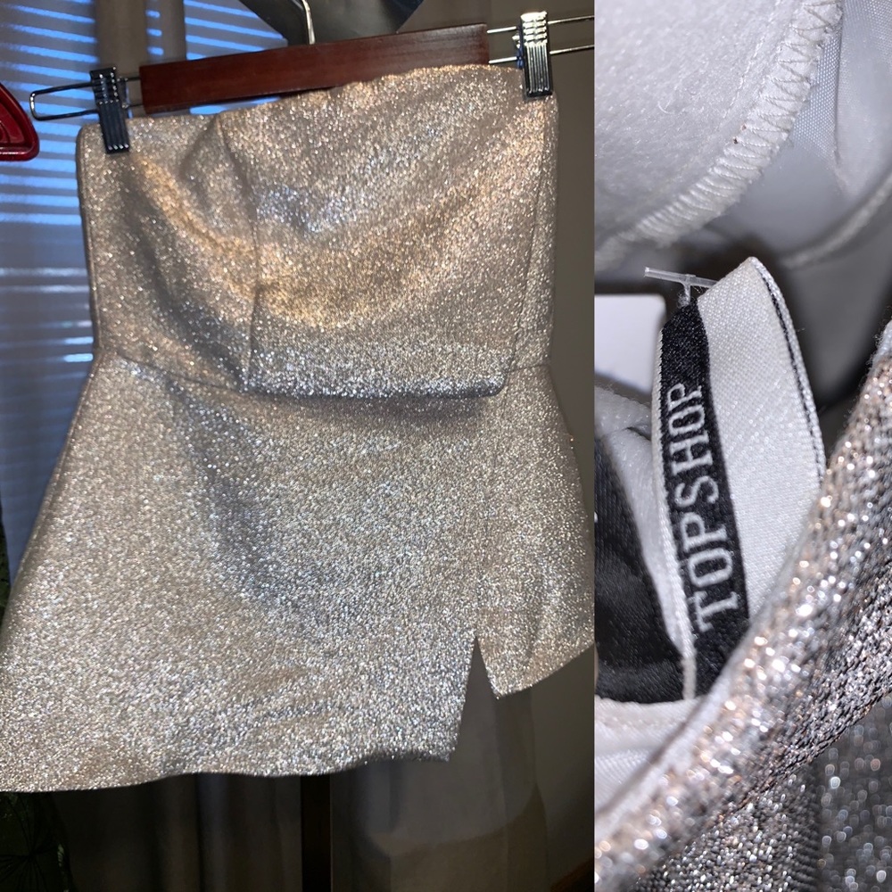 Ladies champagne gold peplum top